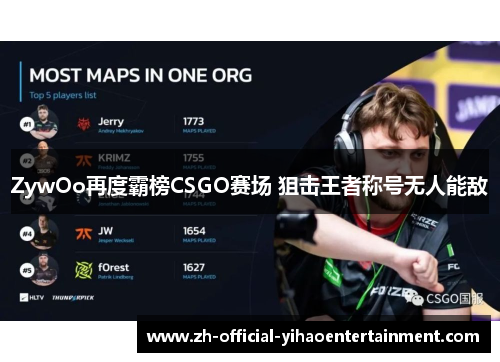 ZywOo再度霸榜CSGO赛场 狙击王者称号无人能敌
